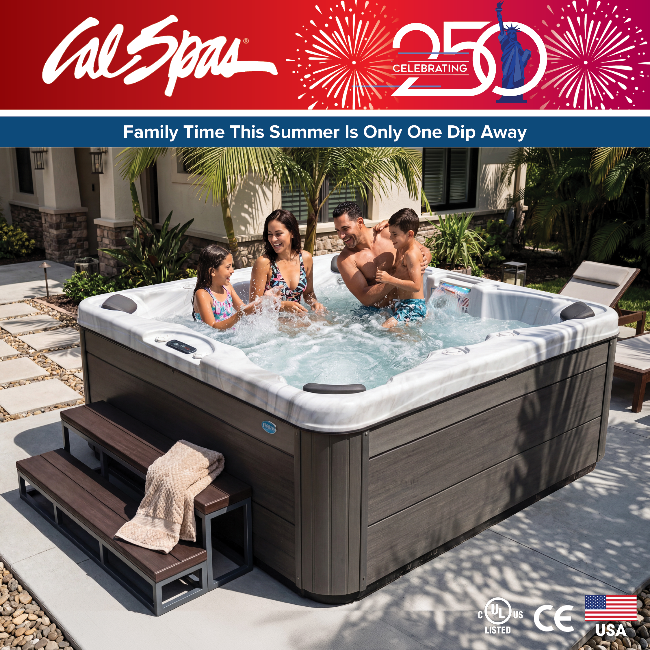 Calspas hot tub being used in a family setting - Mobile